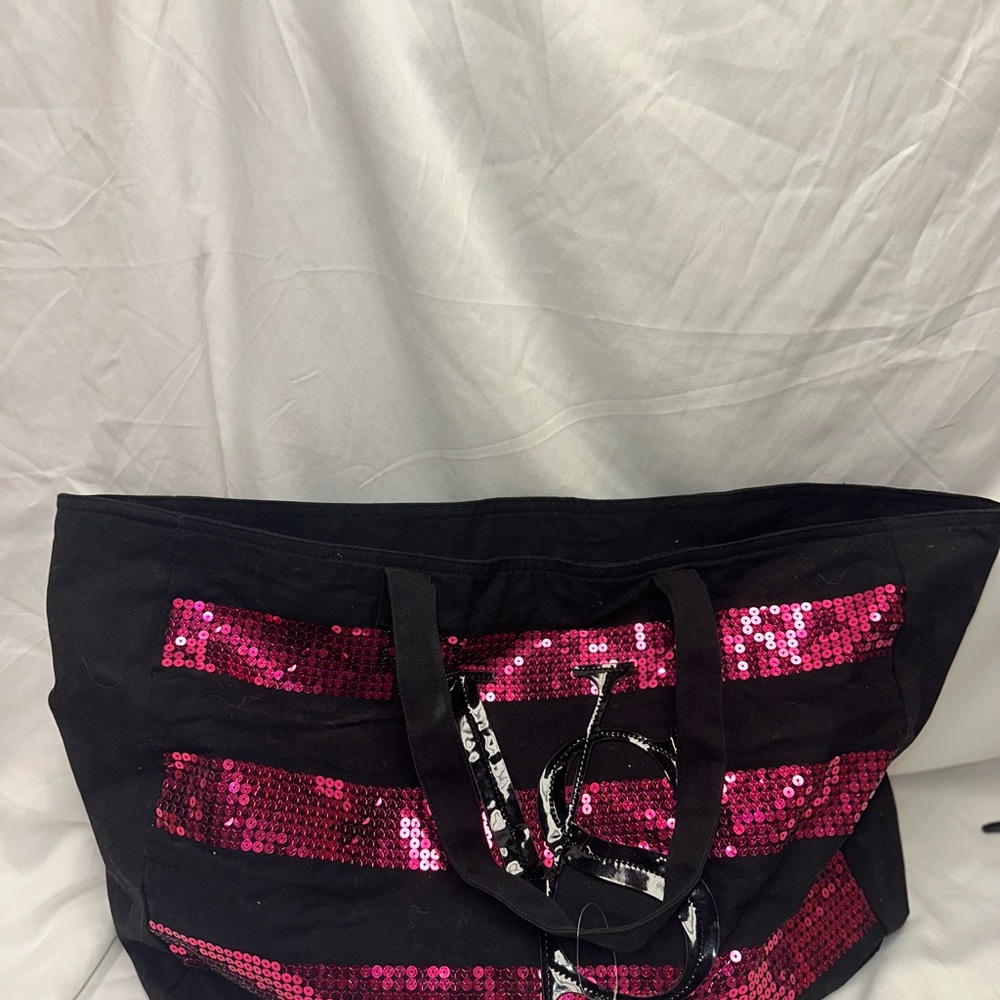 Victoria’s Secret Black and Pink Sequin Tote Bag